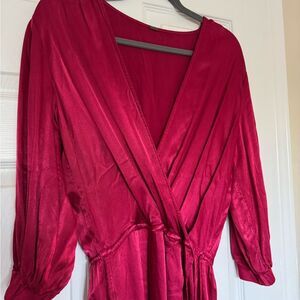 Young Fab and Broke, Satin Wrap Dress sz Small. Glam. Formal. Siren. Occasion.